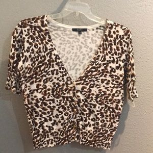Animal Print Crop Cardigan